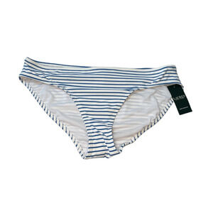 Ralph Lauren Bengal Stripe Hipster Bikini Swim Bottoms Blue White Size 14 NWT